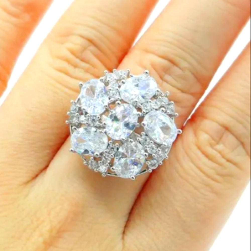 New clear cz sterling silver ring
